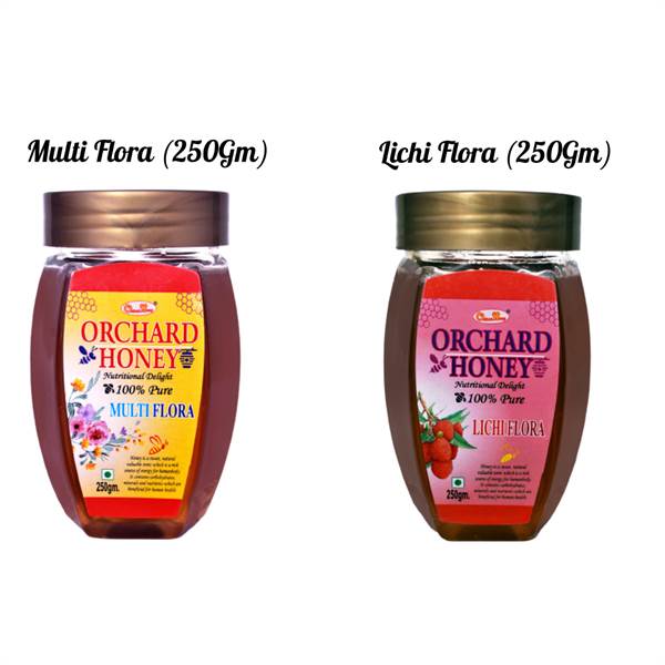 Orchard Honey Combo Pack (Multi Flora+Lichi) 100 Percent Pure and Natural (2 x 250 g)